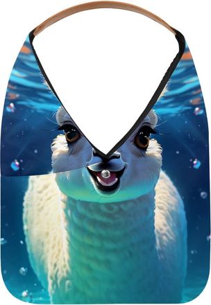 Generic Lovely Alpacas Swims Underwater Reusable Lightweight Grocery Bags - Foldable Into Compact Pouch, Washable & Sturdy, Multipurpose for Shopping and Trav