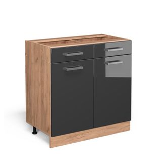 Vicco Mueble Bajo De Cocina R-line, Antracita Alto Brillo, 80 Cm Sin Encimera