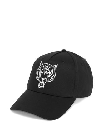Plein Sport tiger-embroidered baseball cap - unisex - Cotton - One Size - Black