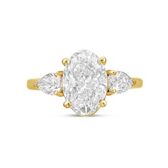 Diana M. Jewels 14kt yellow gold lab grown 4ct oval diamond ring with pears on the sides