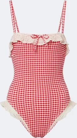 Montce Swim Jacelyn gingham ruffled swimsuit