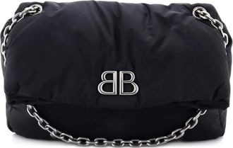 Balenciaga Monaco Chain Flap Nylon Medium shoulder bag - Zwart