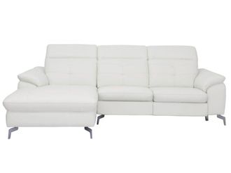 VENTE-UNIQUE.COM Sof&aacute; rinconera piel 4 plazas blanco 250x170cm