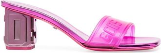 GCDS 70mm metallic logo sandals - women - Thermoplastic Polyurethane (TPU)/Calf Leather/Calf Leather - 36 - Pink