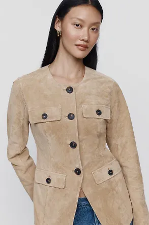 Blank NYC Crew Neck Suede Jacket