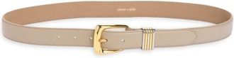 Veronica Beard Arch Leather Belt in Oat at Nordstrom, Size X-Large