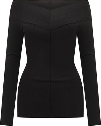 Stella McCartney Black Solid Off Shoulder Top