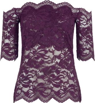 Paco Rabanne Top met bloemenkant en blote schouders - Dames - Blouses - Paars - S - Overhemden