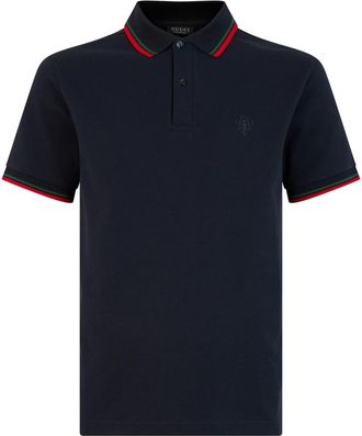 Gucci Polo shirt van katoenpiqu&eacute; met borduursel - Heren - Polos - Blauw - S - Katoen - Tops