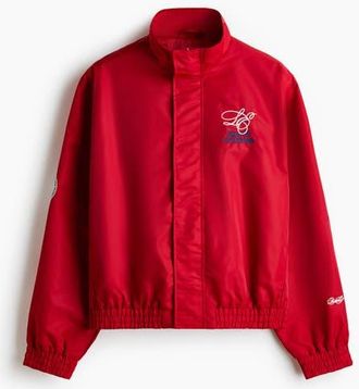 H&M Loose Fit Embroidered-motif Nylon Track Jacket in Red/sports Archives at Nordstrom, Size Xx-Large