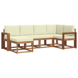 vidaXL Conjunto De Sof&aacute;s De Exterior Con Coj&iacute;n 6 Pcs Natural Y Crema Vidaxl