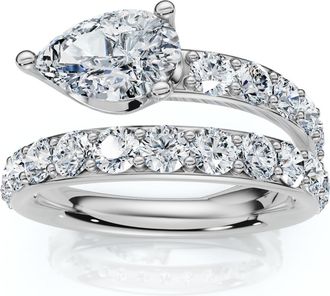 Pompeii3 2 1/10Ct Sonya Pear Diamond Wrap Ring 14k Gold or Platinum EF/VS
