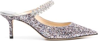 Jimmy Choo London Bling 65mm glittery mules - women - glass/Calf Leather/Calf Leather/Fabric - 39 - Pink