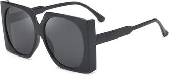 Generic Large Frame Mens Outdoor Sunglasses Commuter Sports Womens Vacation Sun Glasses(Black)