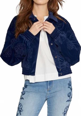 Free People Detroit Velvet Etched Bomber Jacket In One Color