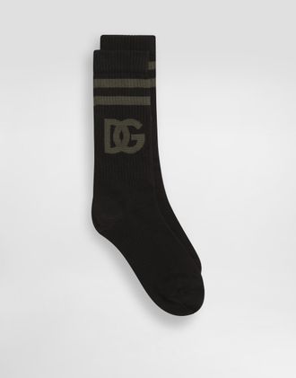 Dolce & Gabbana Cotton Socks With Dg Jacquard Logo - Man Multicolor Xl