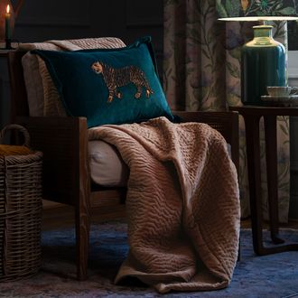 Voyage Maison Haze 100% Cotton Velvet Quilted Throw in Coral | Size: 140 cm x 200 cm