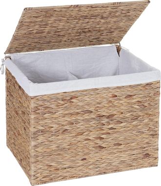 Hhg Hhg - Nunca Usado] Cesto De La Ropa 213, Colector De Ropa Pecho Clasificador De Ropa, 2 Compartimentos Jacinto De Agua 50x60x43cm 129l