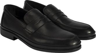 Desa Man Slip-Ons - Leather Upper, Round Toe, Flat Heel, Breathable | Black - 41