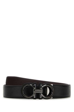 Ferragamo Black Leather Reversible Belt