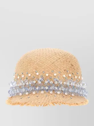 Prada rafia baseball cap embellished frayed brim