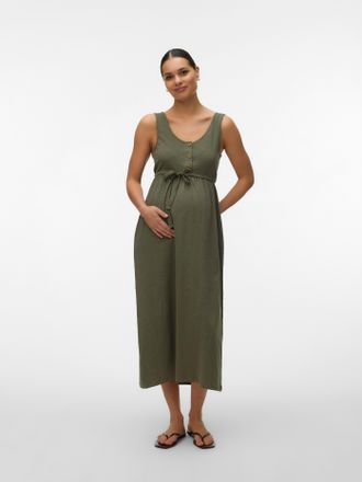 Mama Licious Tr&auml;gerkleid MAMALICIOUS MLEVI LIA SL JRS ANKLE DRESS 2F NOOS, Damen, Gr. XL, N-Gr, kalamata, Jersey, Obermaterial: 100% Baumwolle, unifarben, regular 