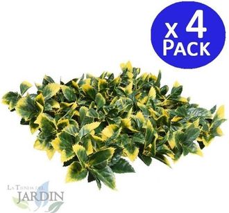 No Brand Pack 4 Jardin Vertical Laurel 50x50 Cm Planta Artificial Decoraci&atilde;&sup3;n Pared Interior Exterior Jardines Verticales