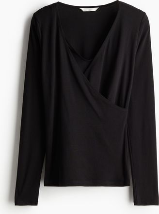 H&M MAMA Geripptes Stillshirt - Schwarz