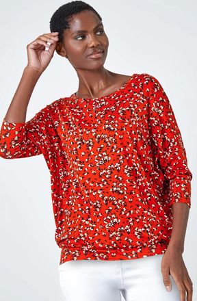 Roman Ditsy Floral Stretch Blouson Top