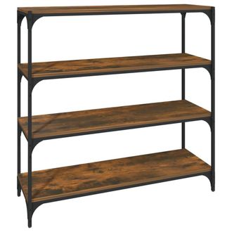 Berkfield Home Book Cabinet Smoked Oak 100x33x100 cm Engineered Wood & Steel in Brown | Size: 100 x 33 x 100 cm