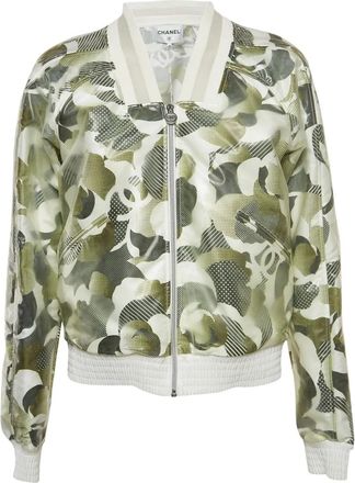 Chanel Bomberjack met bloemenprint - Groen