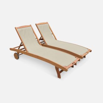 Sweeek Set 2 Lettini Prendisole In Legno Multiposizione Con Ruote