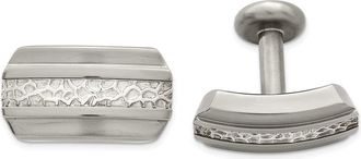Diamond2Deal Titanium & Sterling Silver Brushed & Polished Cufflinks