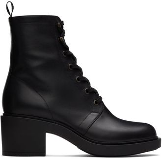 ブーツその他 GIANVITO ROSSI LEATHER COMBAT BOOTS Leather lace up boots Gianvito Rossi Black size 37.5 EU in