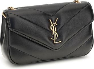 Saint Laurent Womens Lou Mini Shoulder Bag Nero Lamb Ovis Aries