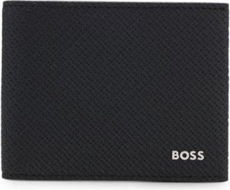 BOSS Monogram-embossed folding wallet with metal logo