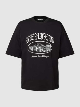 Review T-Shirt mit Label-Motiv-Print in Black, Größe M