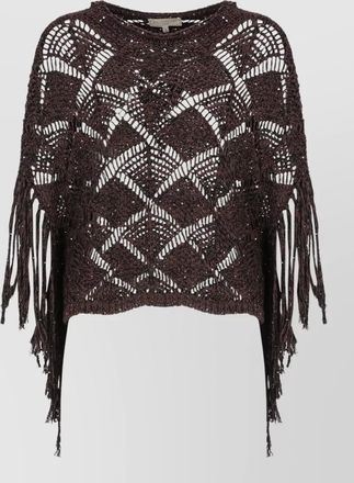 Antonelli sequined cutout short-sleeve blouse