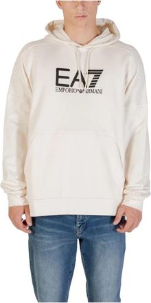Emporio Armani Hooded Cotton-Blend Sweatshirt met Voorzakken - Heren - Hoodies - Wit - M - Katoen - Hoodies & sweatvesten