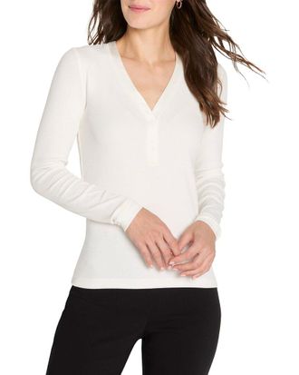 Nic+Zoe NIC & ZOE Trimmed Perfect Knit Rib V-Neck Top