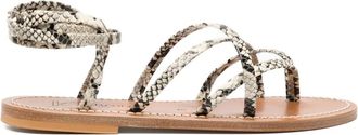 K.Jacques snakeskin leather ankle-tie sandals - women - Leather/Leather/Leather - 37 - Neutrals