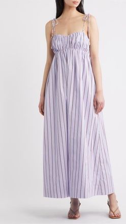 Line & Dot Andi Stripe Cotton Maxi Dress in Purple at Nordstrom, Size X-Small