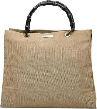 Gucci Pre-owned Tote Bags, female, Beige, Size: ONE SIZE Pre-owned Canvas Tote Bag