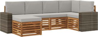 vidaXL Conjunto De Sof&aacute;s De Exterior 6 Uds. Natural Y Gris Claro Vidaxl