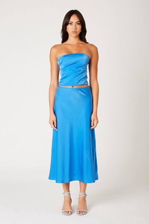 Nia Penny Midi Skirt In Lapis