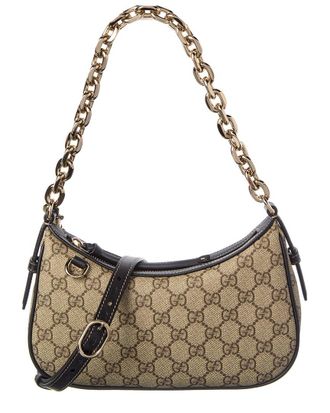 Gucci Gg Emblem Small Gg Supreme Canvas & Leather Shoulder Bag