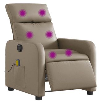 vidaXL Vidaxl - Sill&oacute;n Reclinable De Masaje El&eacute;ctrico Cuero Sint&eacute;tico Capuchino