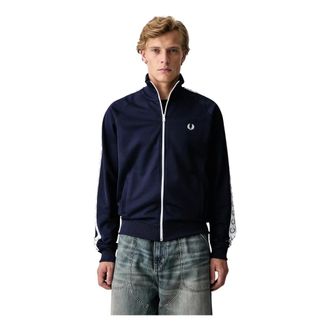 Fred Perry Taped Track Jacket - Heren - Sweatshirts & Hoodies - Blauw - Maat: 2XL Zijde