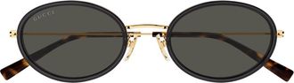 Gucci Gucci Gg1980s Linea Emblem 001 Grey Gold Grey Sunglasses
