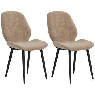HOMCOM Dining Chairs Set of 2 Upholstered Kitchen Chairs w/ Metal Legs Brown | TJ Hughes